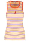Jw Anderson Scoop Neck Sleeveless Top With Horizontal Stripes In Multicolor