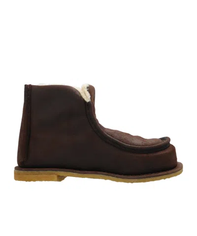 JW ANDERSON SHEARLING-LINED SUEDE BOOTS