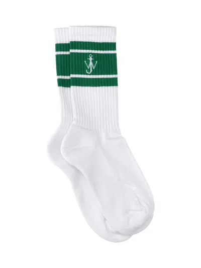 Jw Anderson Logo Socks In White