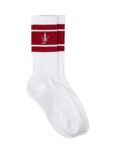 Jw Anderson Logo Socks In White