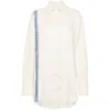 Jw Anderson Logo-stripe Cotton Blend Shirt In White