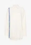 Jw Anderson Logo-stripe Cotton Blend Shirt In White