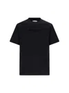Jw Anderson Men Black Crewneck T-shirt With Logo Lettering Embroidery On The Front In Cotton Man In Black