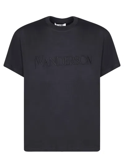 Jw Anderson Embroidered-logo Cotton T-shirt In Black