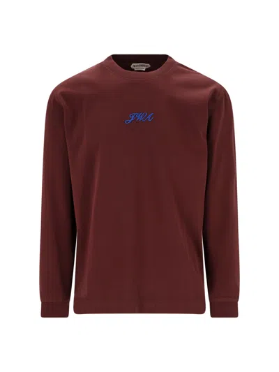 Jw Anderson Logo-embroidered Cotton-jersey T-shirt In Burgundy