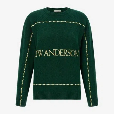 Jw Anderson Logo Wool Jumper In Green