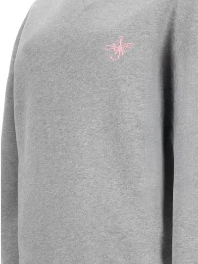 Jw Anderson Logo-embroidered Cotton Sweatshirt In Gray