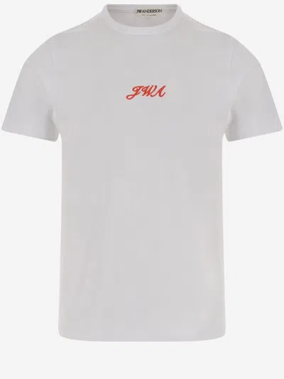 Jw Anderson Logo-embroidered Cotton T-shirt In White