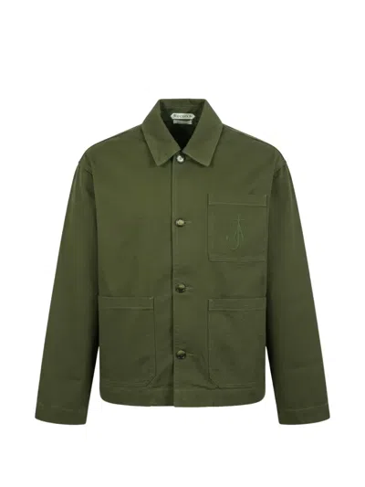 Jw Anderson Logo-embroidered Patch-pocket Shirt Jacket In Green