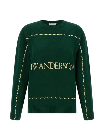 Jw Anderson J. W.anderson Logo Embroidery Sweater In Green