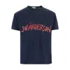 Jw Anderson Logo Crew Neck Graphic Print T Shirt In Blue