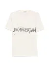 Jw Anderson Mens Ecru Circular Brand-print Cotton T-shirt In Neutral