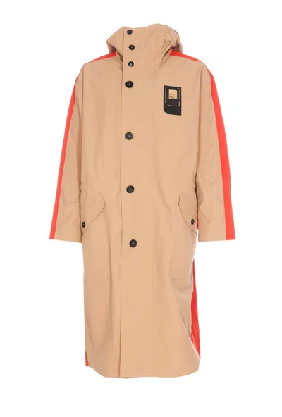 Jw Anderson Long Colour Block Parka In Beige