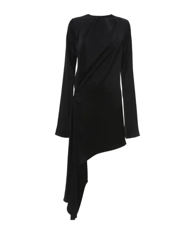 Jw Anderson Long-sleeve Asymmetric-hem Dress In Black