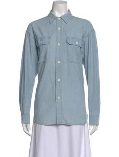 Pre-owned Jw Anderson Long Sleeve Button-up Top In Blue