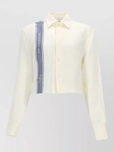 Jw Anderson Long Sleeve Collared Shirt Contrast Stripes In White