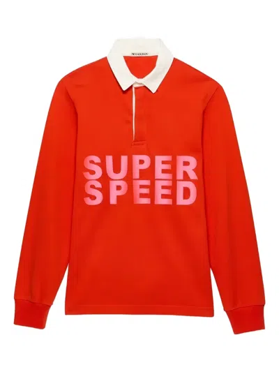 Jw Anderson Super Speed Polo Shirt Long Sleeve In Orange