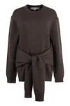 Jw Anderson Draped Tie-front Sweater In Brown