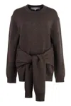 Jw Anderson Draped Tie-front Sweater In Brown