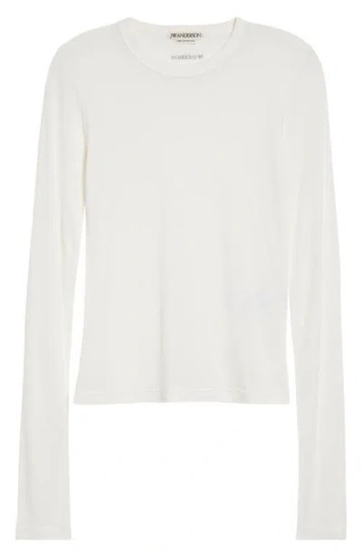 Jw Anderson Long Sleeve Crewneck Top In White