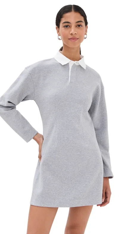 Jw Anderson Long Sleeve Polo Dress Mid Grey Melange In Gray