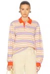 Jw Anderson Women Striped Polo Shirt With Contrast Trims In Pink & Multi