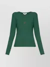 Jw Anderson Long Sleeve Ribbed Anchor Embroidery Top In Green