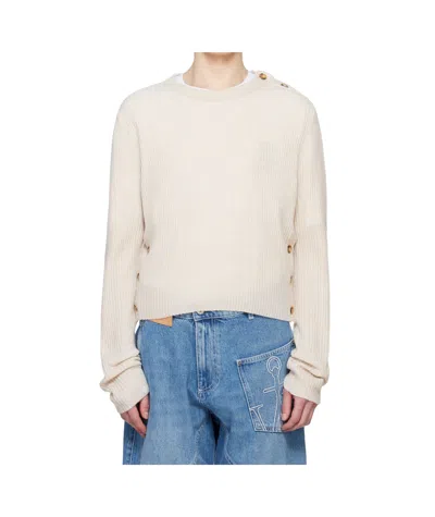 Jw Anderson Long Sleeve Sweater In White
