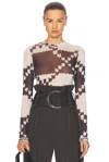 Jw Anderson Printed Semi-sheer Mesh Top In Off White & Navy