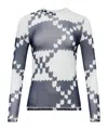 Jw Anderson Mens Underpinning Long-sleeve Mesh Top Off White Navy In Off-white-navy Blue