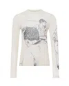 Jw Anderson Sheer Graphic Print Top With Long Sleeves In Neutral
