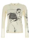 Jw Anderson Sheer Crew Neck Illustrated Long Sleeve T-shirt In Neutral