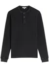 Jw Anderson Long Sleeve Waffle Knit Henley In Black