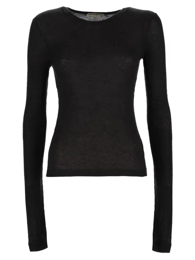 Jw Anderson Slim Fit Long Sleeve Round Neck Top In Black