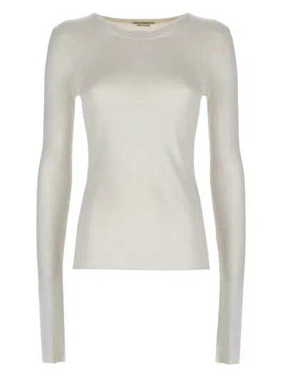 Jw Anderson Ribbed Crew Neck Long Sleeve Top In White