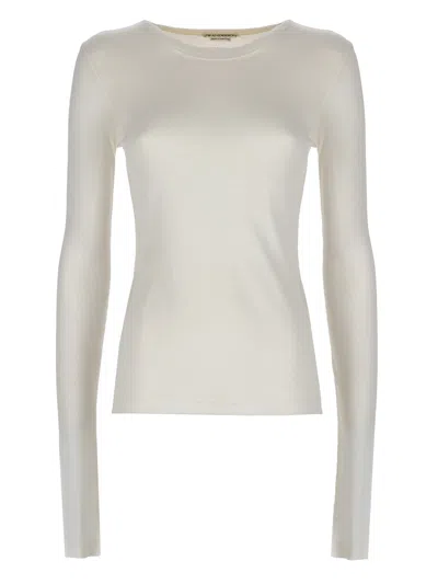 Jw Anderson Ribbed Crew Neck Long Sleeve Top In White