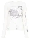 Jw Anderson W Anderson Womens Underpinning Long-sleeve Mesh Top Off White Xs In Neutral