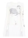 Jw Anderson W Anderson Womens Underpinning Long-sleeve Mesh Top Off White Xs In Metallic