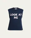 Jw Anderson Printed Cotton Jersey Tank Top In Dark Navy