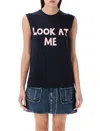 Jw Anderson Printed Cotton Jersey Tank Top In Dark Navy