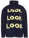 Jw Anderson Look-intarsia Zip-front Jacket In Blue