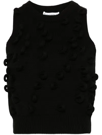 Jw Anderson Loop-detailing Knitted Tank Top In Black