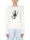 Jw Anderson Women Maglia Con Intarsio Logo In White