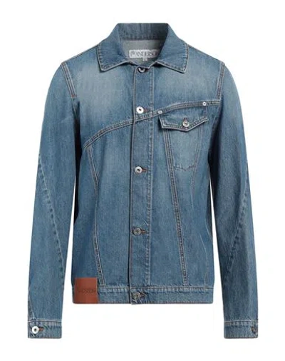 Jw Anderson Man Denim Outerwear Blue Size L Cotton In Grey