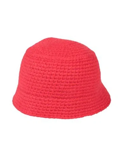 Jw Anderson Man Hat Red Size Onesize Alpaca Wool, Acrylic, Polyamide, Polyester, Calfskin