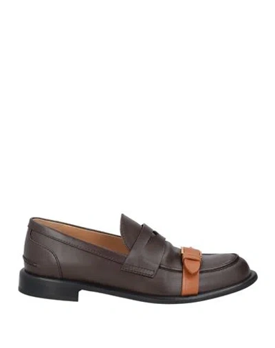 Jw Anderson Man Loafers Dark Brown Size 9 Leather