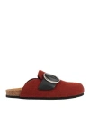 Jw Anderson Man Mules & Clogs Brick Size 7 Textile Fibers, Leather In Red
