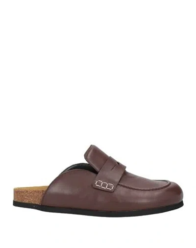 Jw Anderson Man Mules & Clogs Chocolate Brown Size 9 Leather