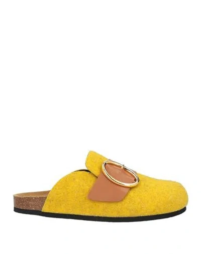 Jw Anderson Man Mules & Clogs Yellow Size 9 Textile Fibers, Leather