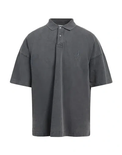 Jw Anderson Man Polo Shirt Lead Size S Cotton In Grey